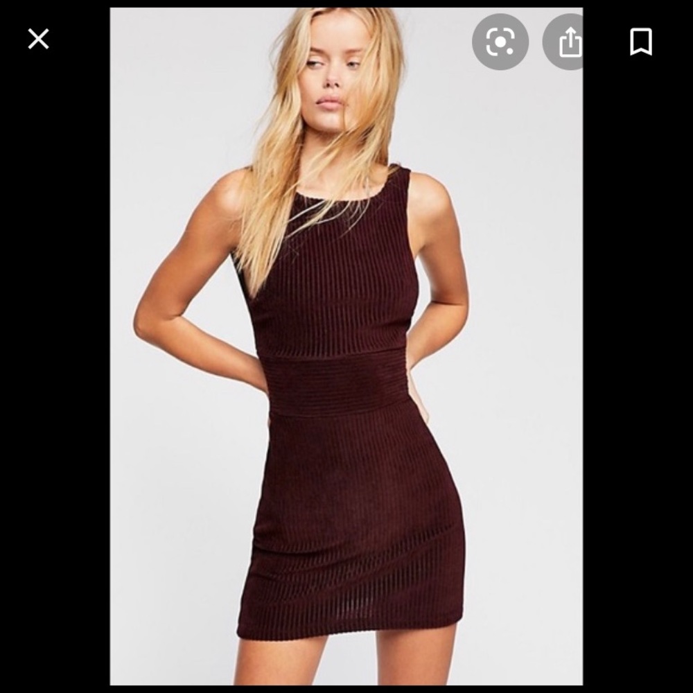 NWT Free People maroon ribbed Vivian mini dress M